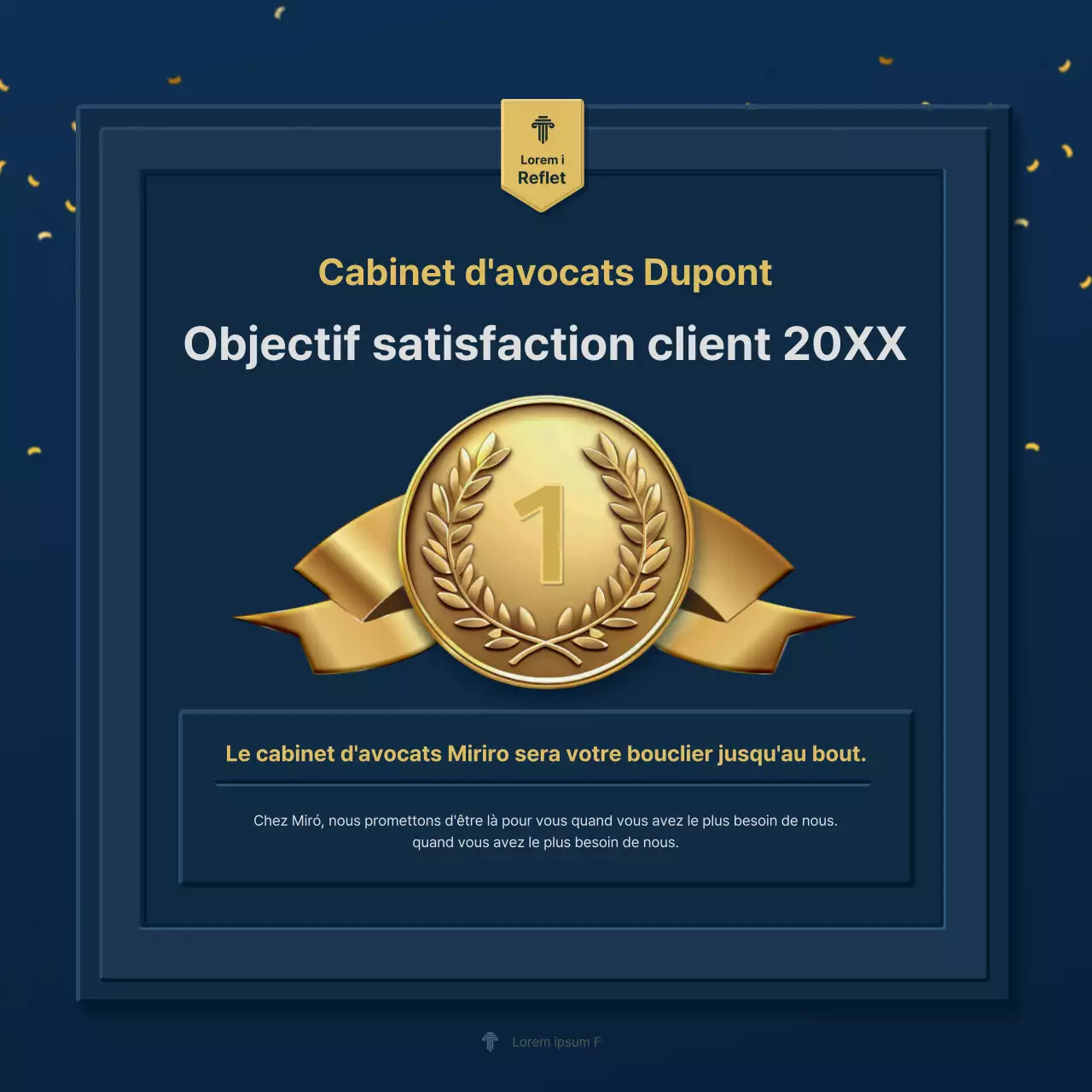 Un simple profil d'entreprise de cabinet d'avocats bleu et jaune