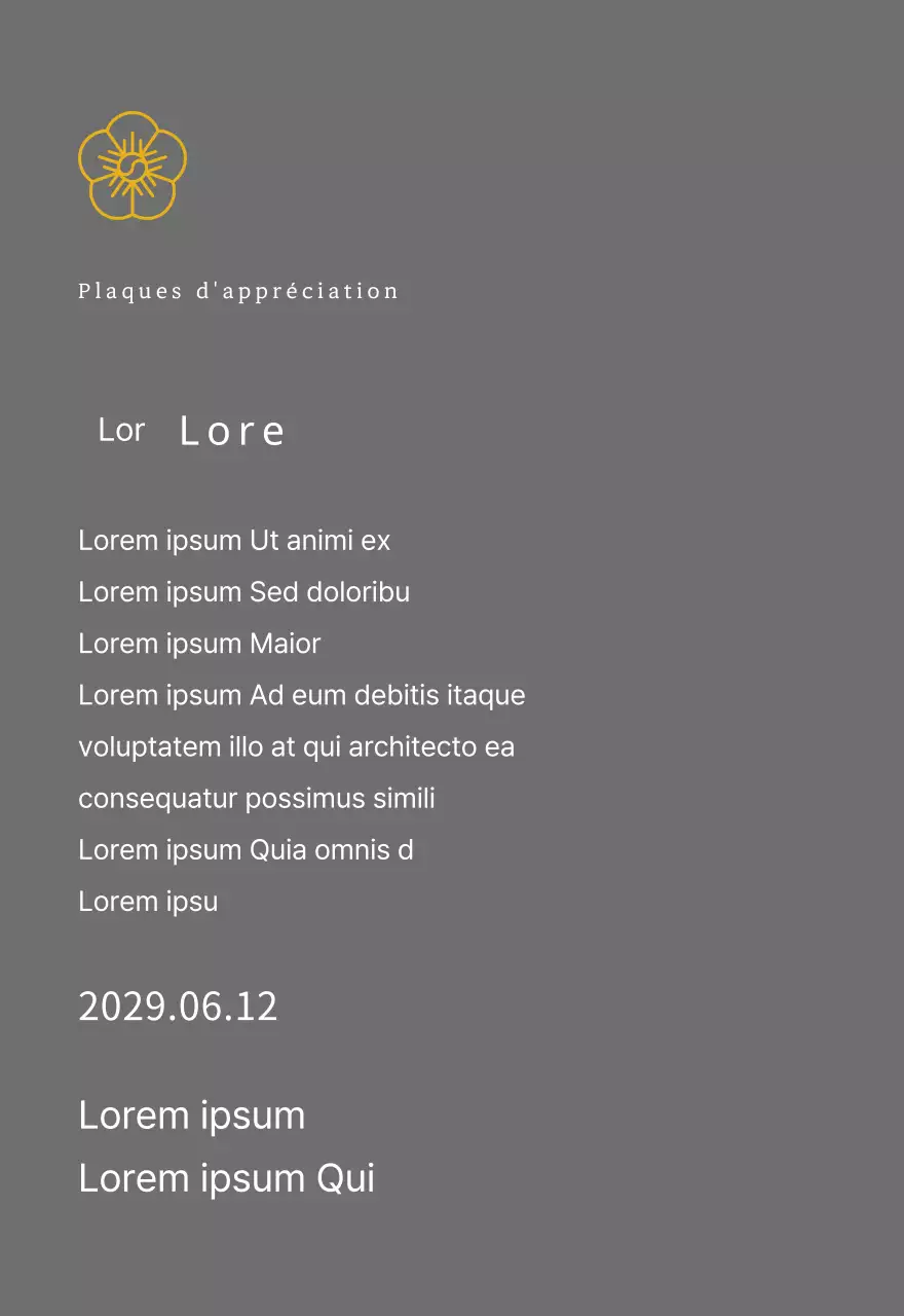 Plaque de remerciement du concept d'inscription de Line Flower