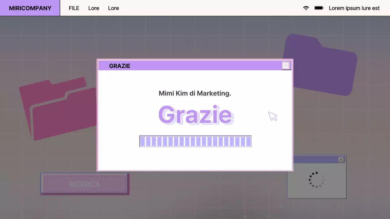 Relazione sul design del browser retrò in viola e rosa