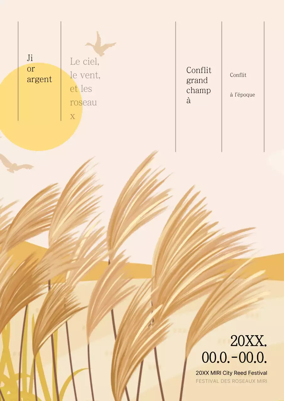 Promouvoir un festival de roseaux simple en jaune et beige