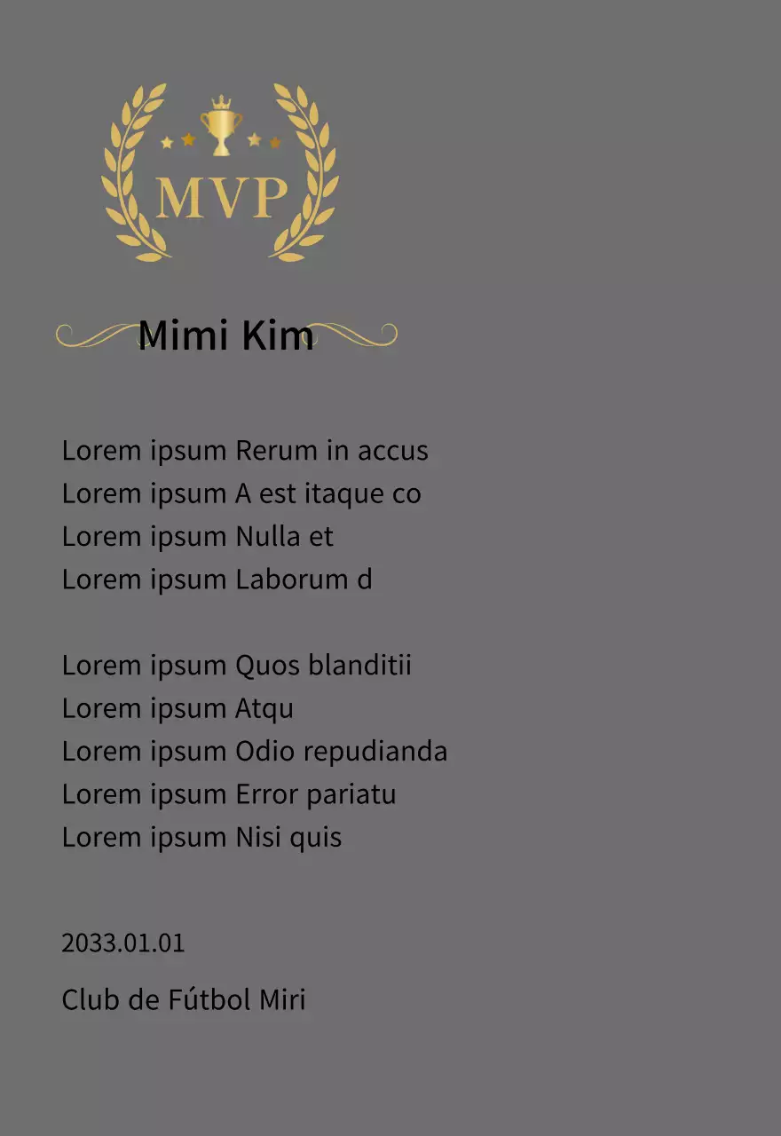 Placa del campeonato con laureles dorados y trofeo