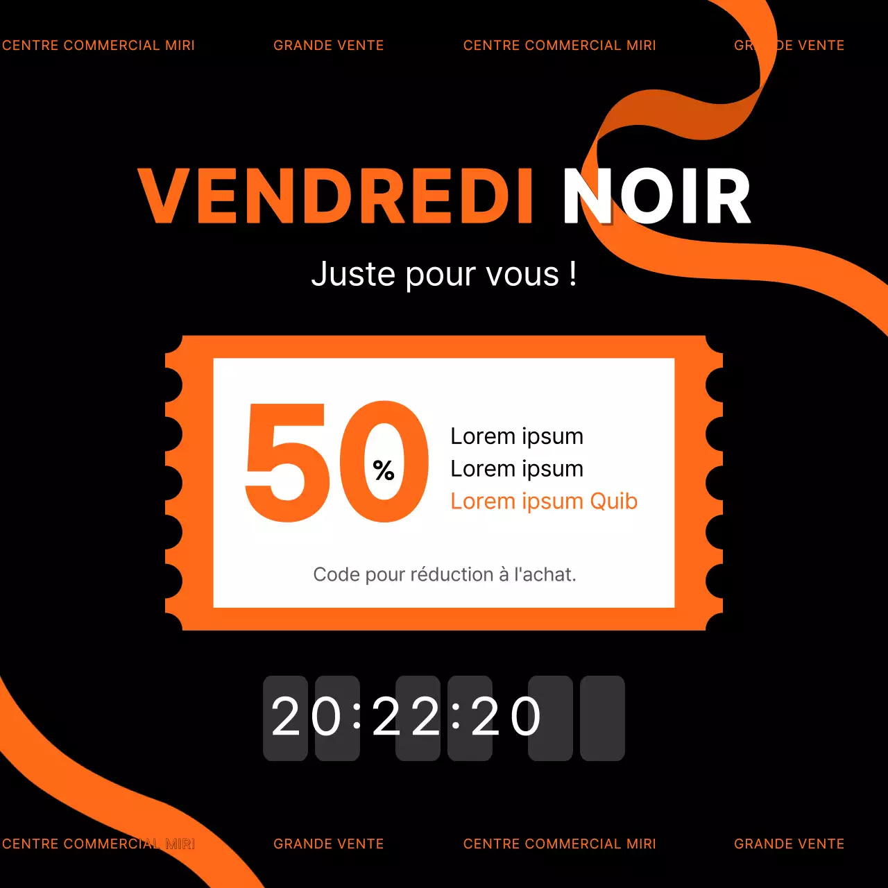Des publicités tendance pour le Black Friday en noir et rouge