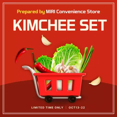 Red Trendy Kimchee Promotion Social Media Post