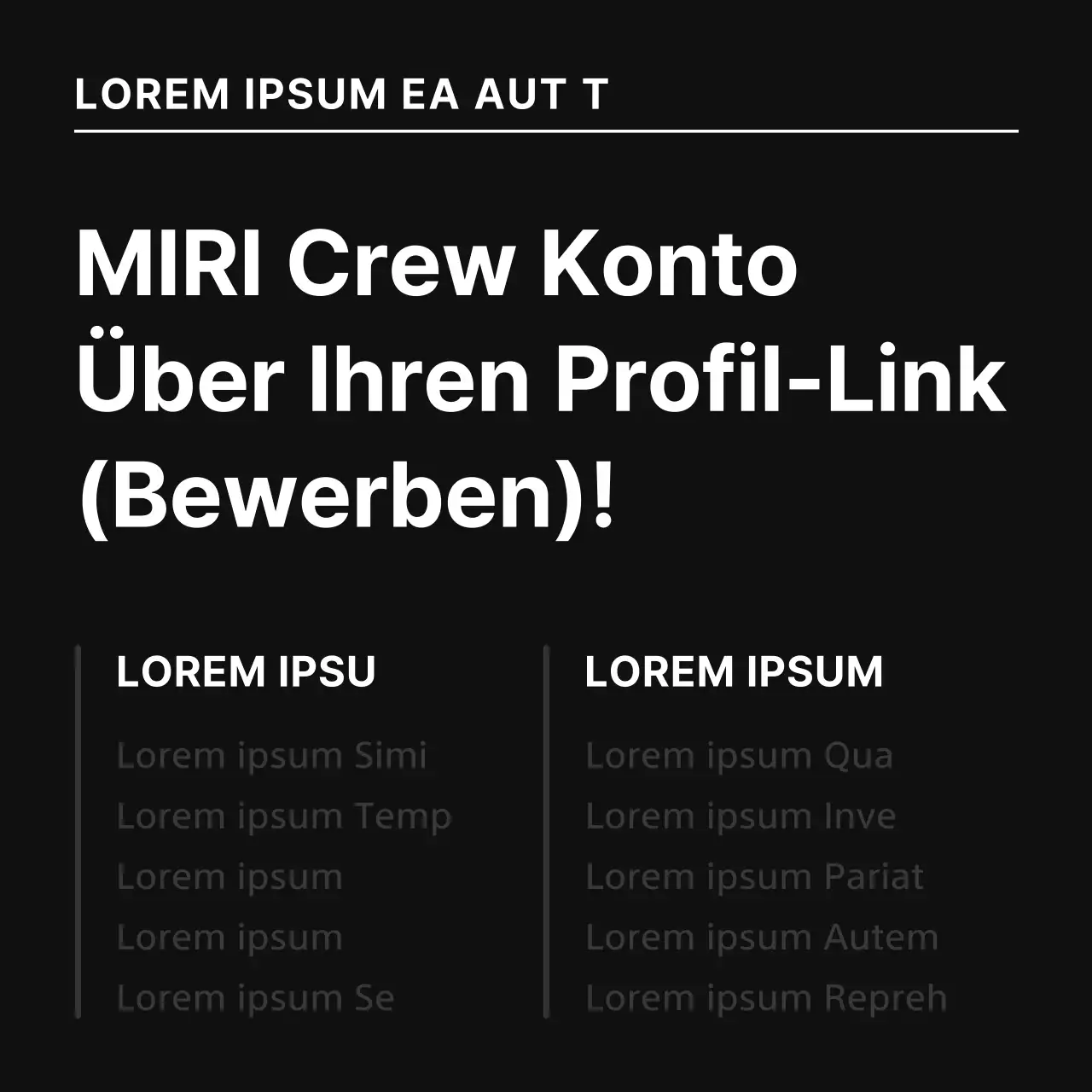 Eine einfache Stellenausschreibung in Schwarz und Blau