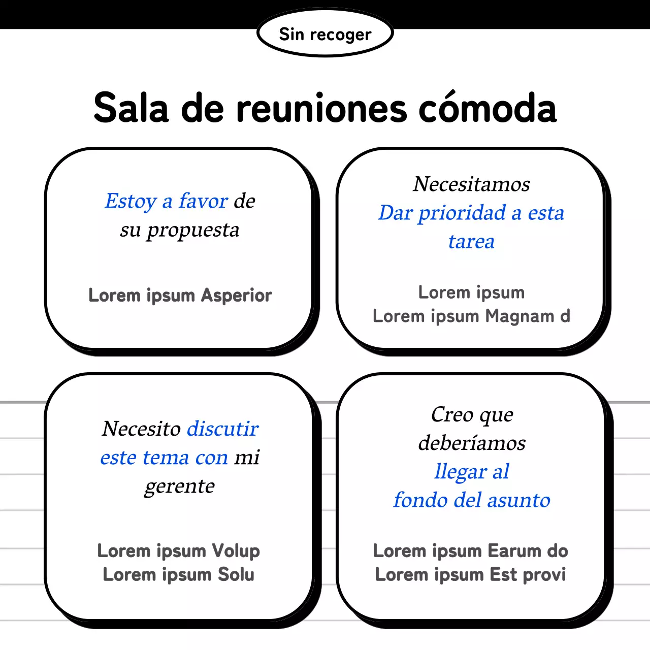 Kitschy business English posts en azul y blanco y negro