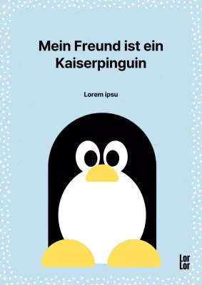 Hellblaues minimalistisches Kaiserpinguin-Beobachtungsaufsatz-Cover