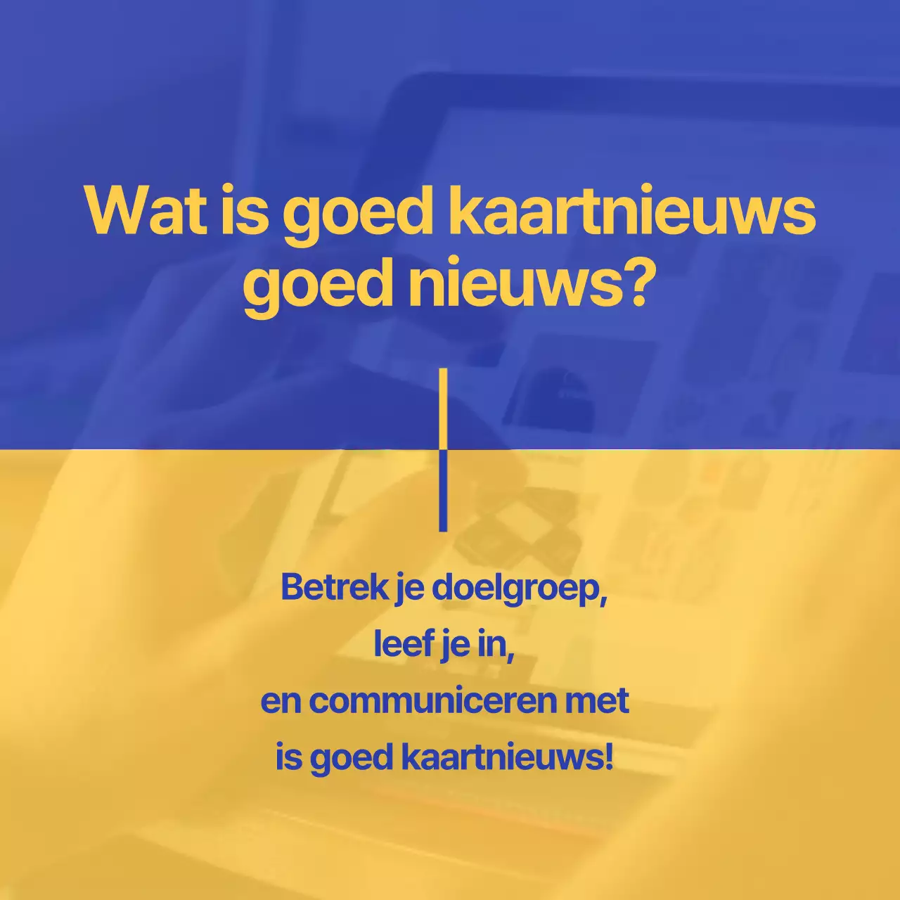 Een eenvoudige blauw met gele marketinggidsadvertentie