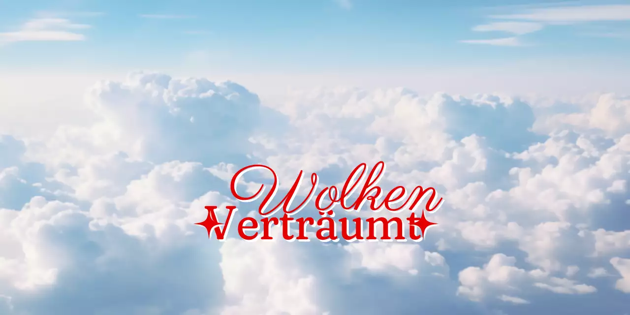 Vintage-inspirierte sentimentale Ware Header tack mit einem Foto von Wolken im Hintergrund