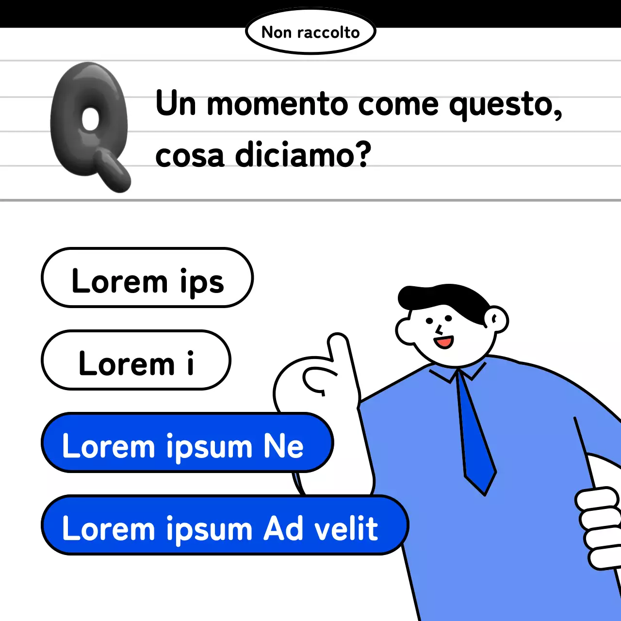 Messaggi in inglese business kitsch in blu e bianco e nero