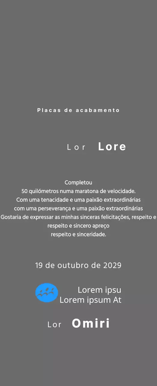 Placa de finalização do conceito de maratona com logótipo simples