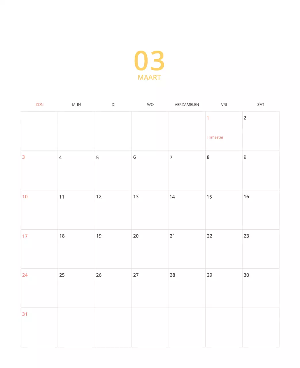 Veelkleurige geïllustreerde kalender