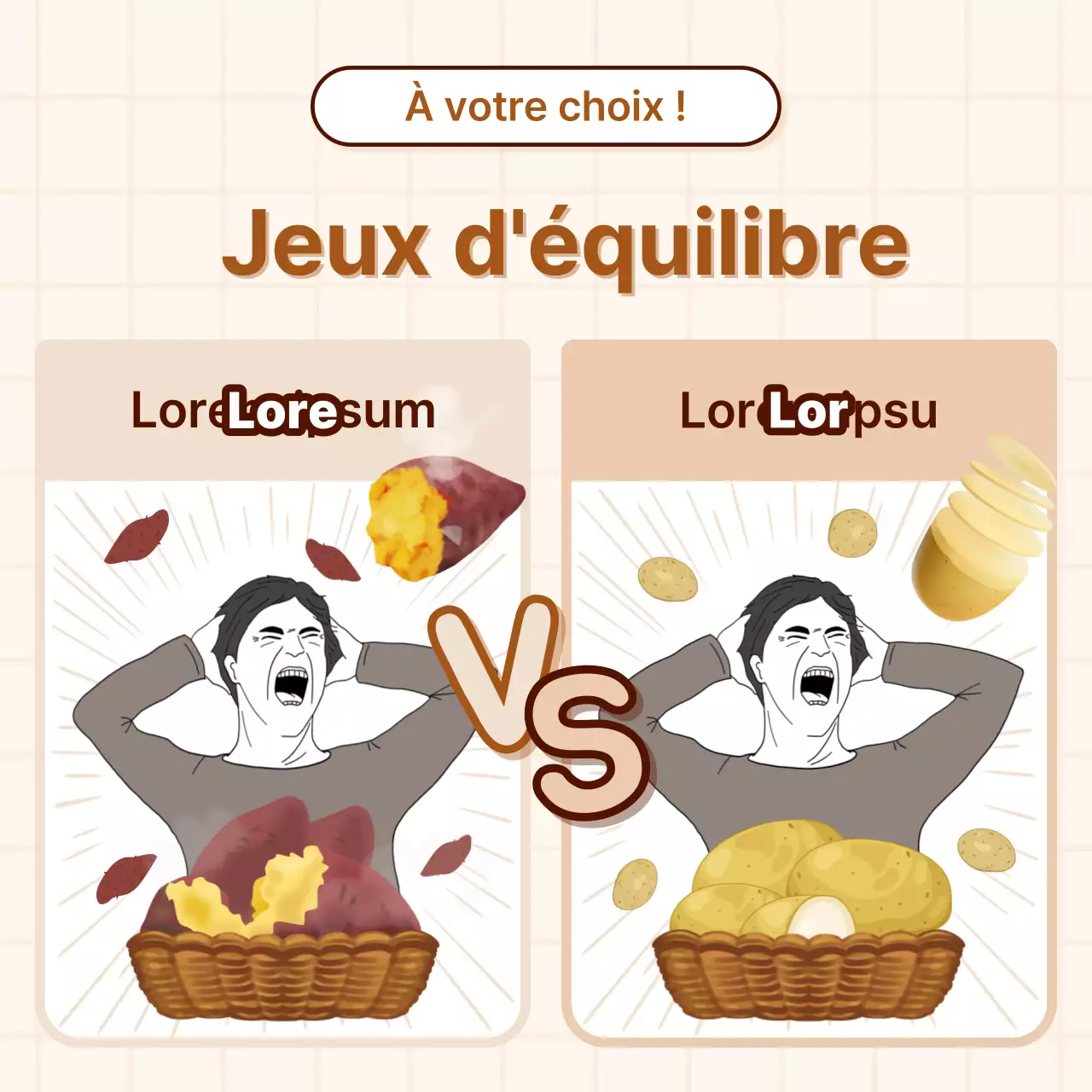 Annonces beige, équilibrées, sous forme de jeu