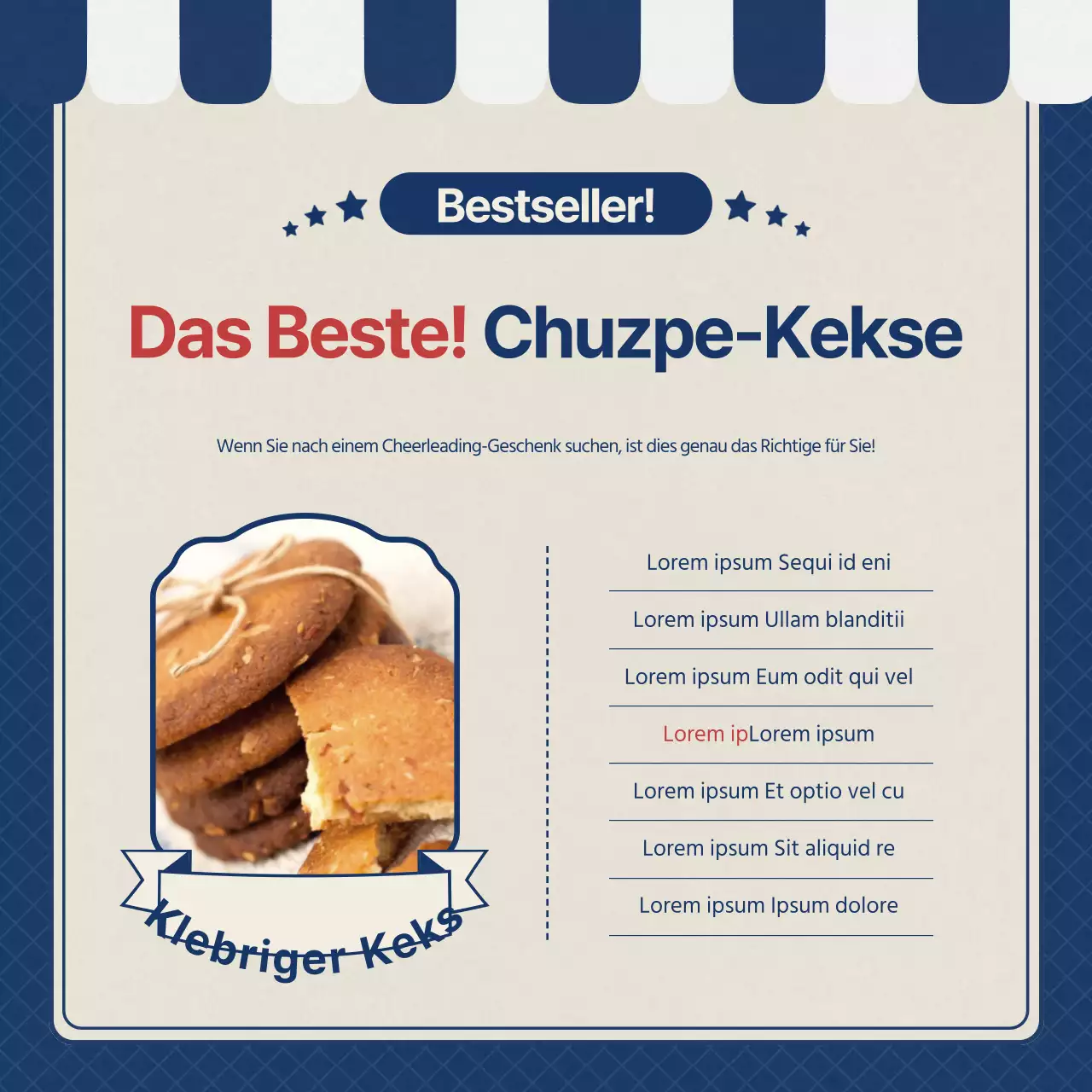Werben Sie für eine marineblaue Retro-SATs-Cheerleading-Geschenkaktion