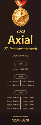Werbung für eine Liste der Wettbewerbsgewinner mit einem goldenen Mond auf braunem Hintergrund
