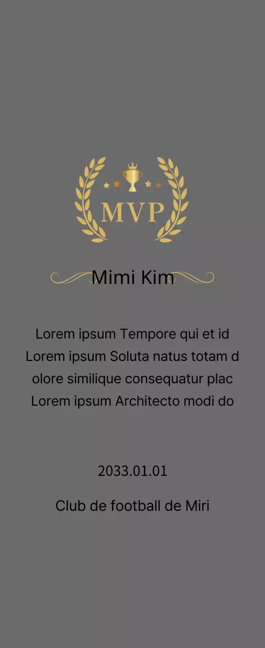 Plaque de championnat avec lauriers et trophée en or