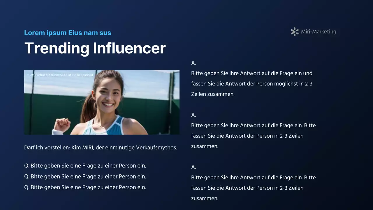 Ein moderner Marketingbericht in Marineblau und Weiß