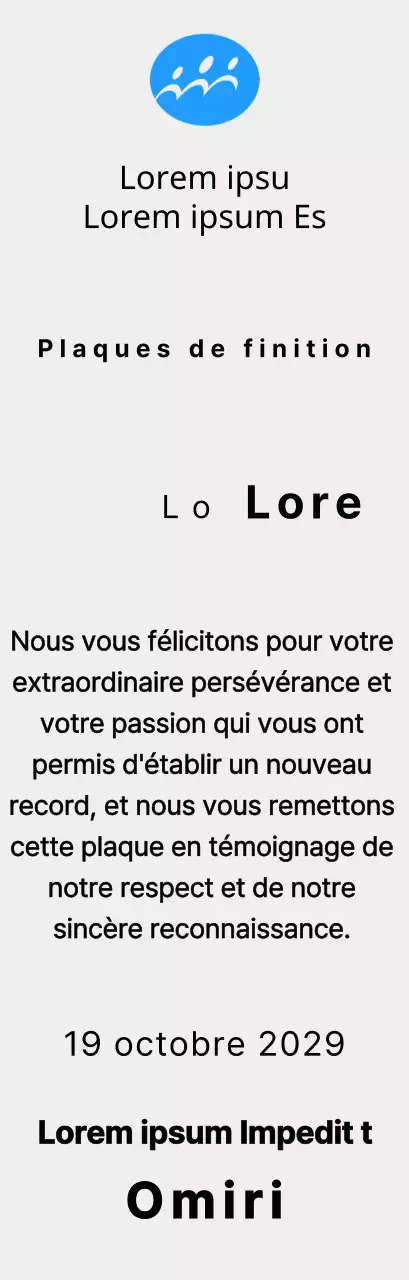 Plaque de finisher concept marathon avec logo simple