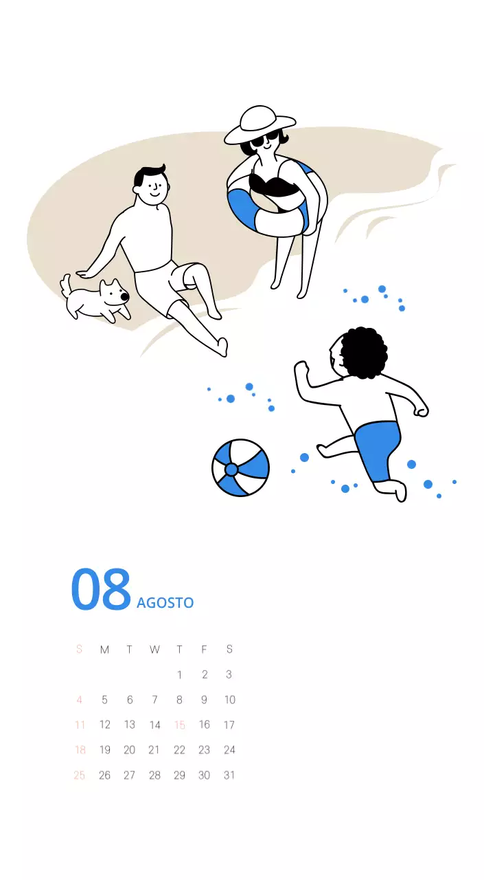 Calendario ilustrado multicolor