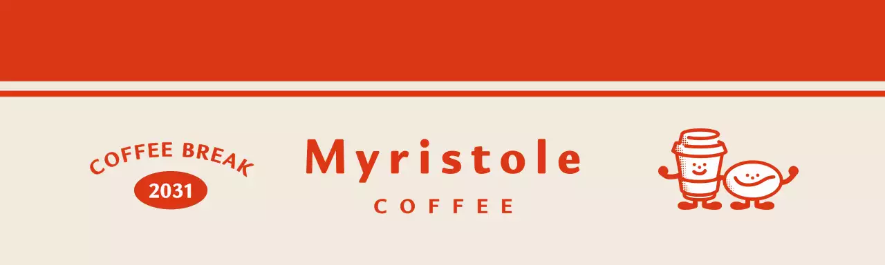 Cafe merchandise header tack with a cute character in red