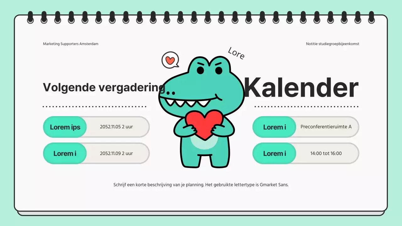Minimalistische presentatie voor studiebijeenkomst in mint en zwart
