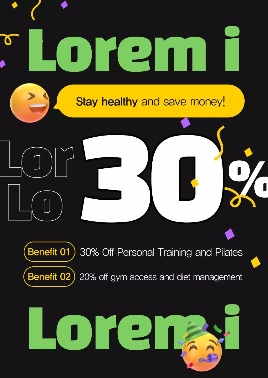 Sự kiện giảm giá phòng tập thể dục dành cho thí sinh thi tuyển sinh đại học nhằm nhấn mạnh thông điệp và có bố cục phông chữ đậm cùng biểu tượng cảm xúc dễ thương.