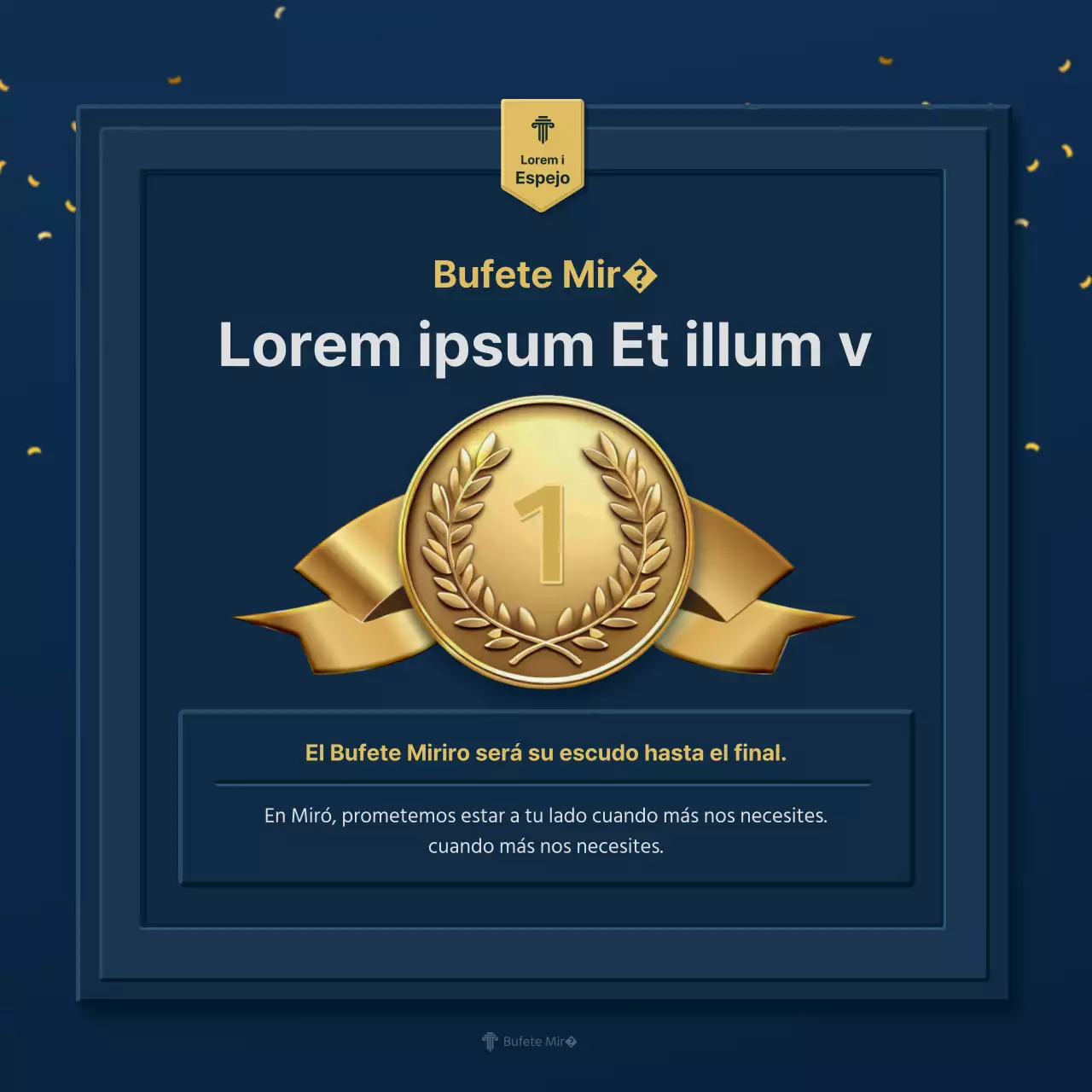 Un sencillo perfil de empresa de bufete de abogados en azul y amarillo