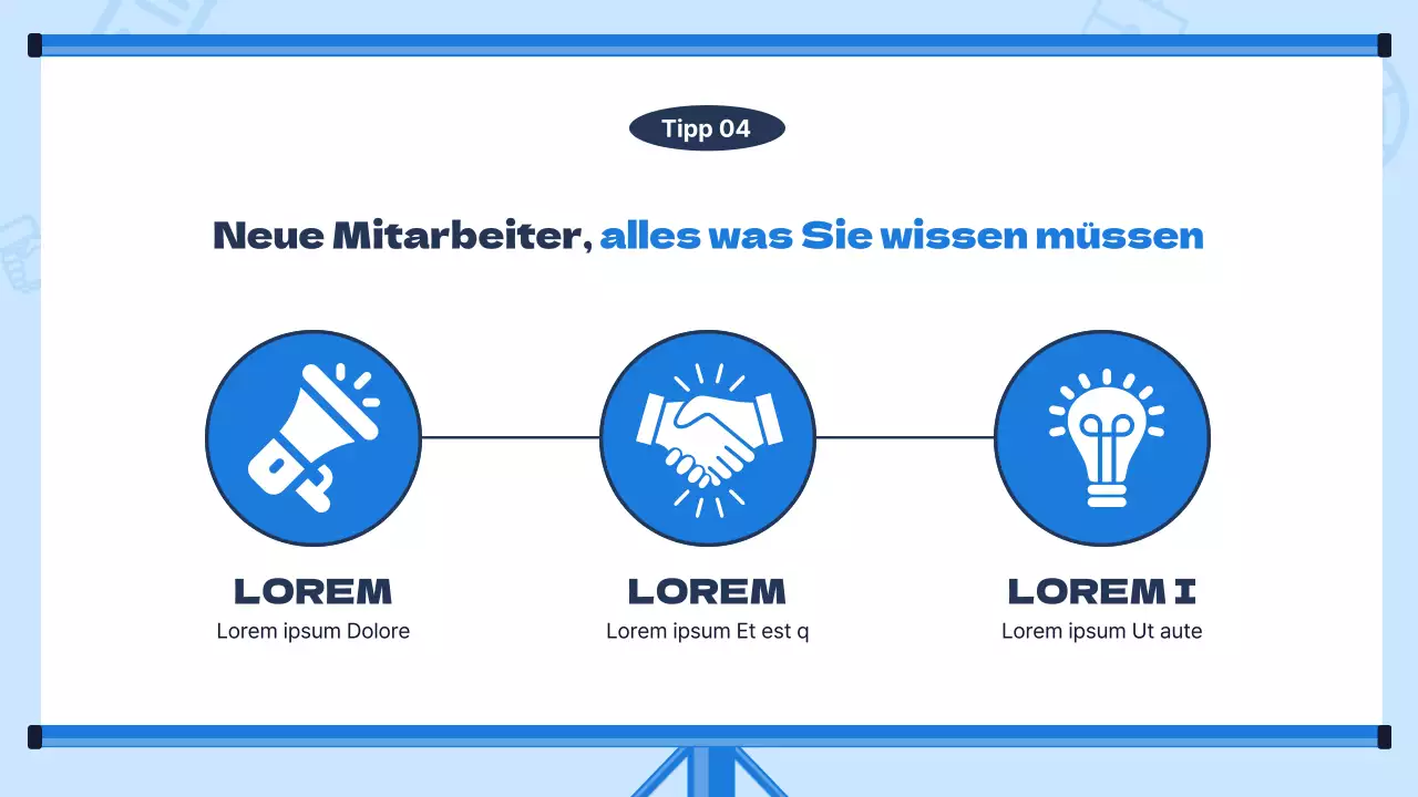 Modernes Schulungsmaterial für neue Mitarbeiter mit hellblauem Hintergrund