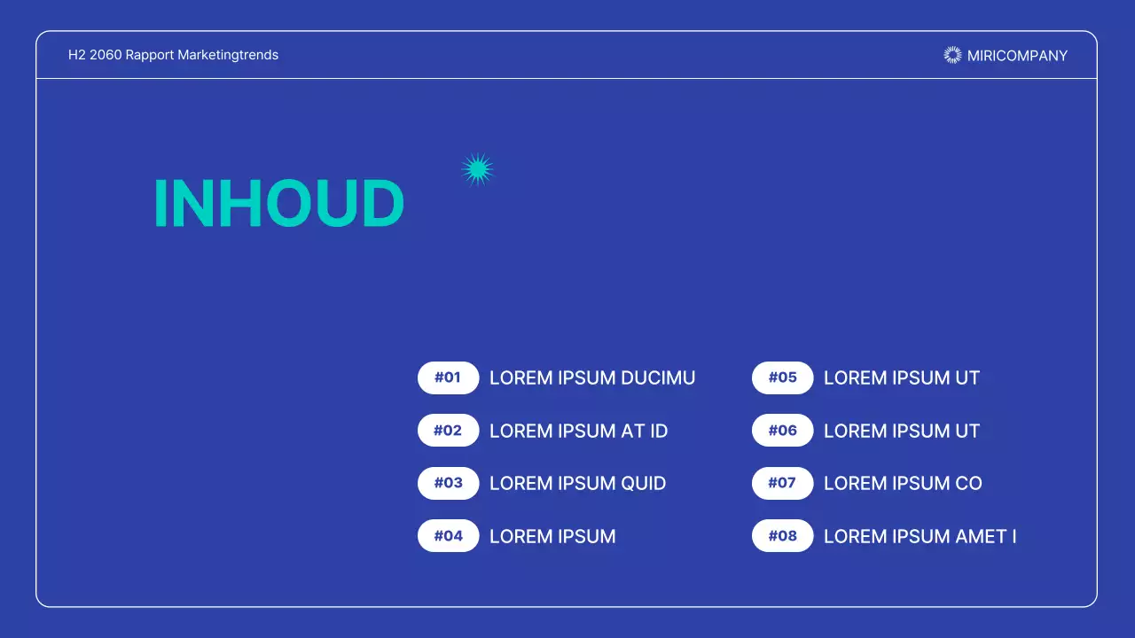 Een eenvoudig marketingtrendrapport in marineblauw en mintgroen