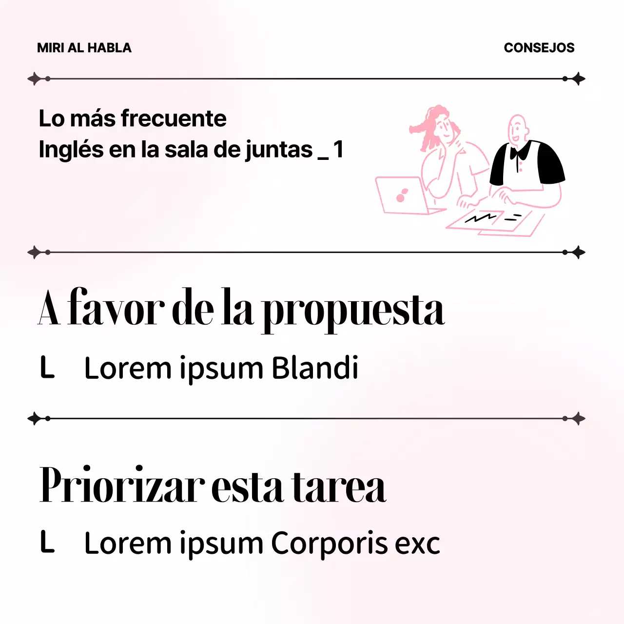 Material didáctico de inglés comercial minimalista en rosa y blanco