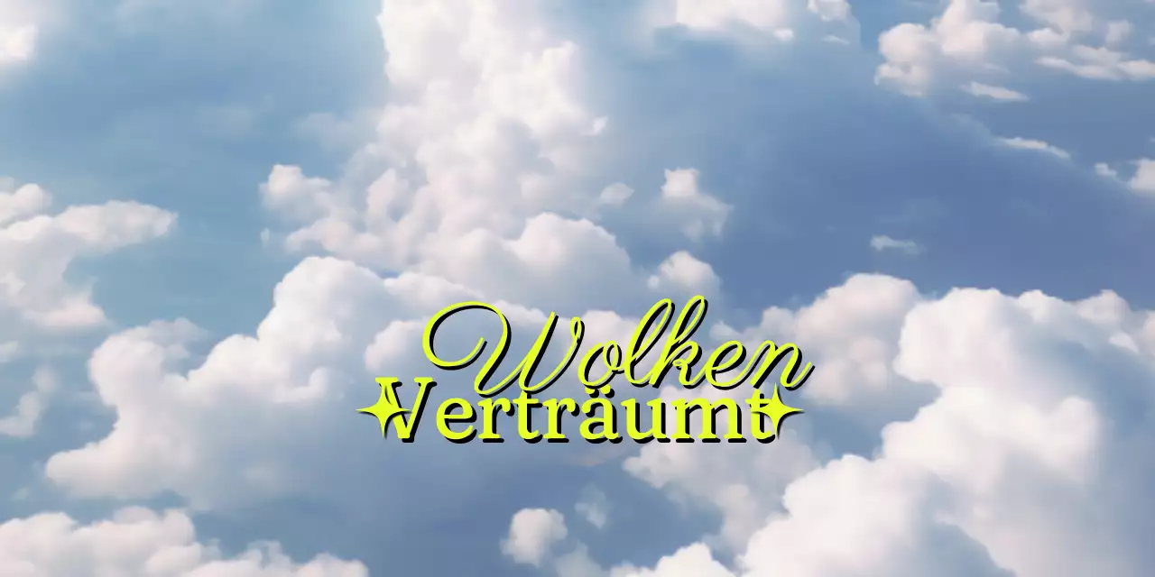 Vintage-inspirierte sentimentale Ware Header tack mit einem Foto von Wolken im Hintergrund