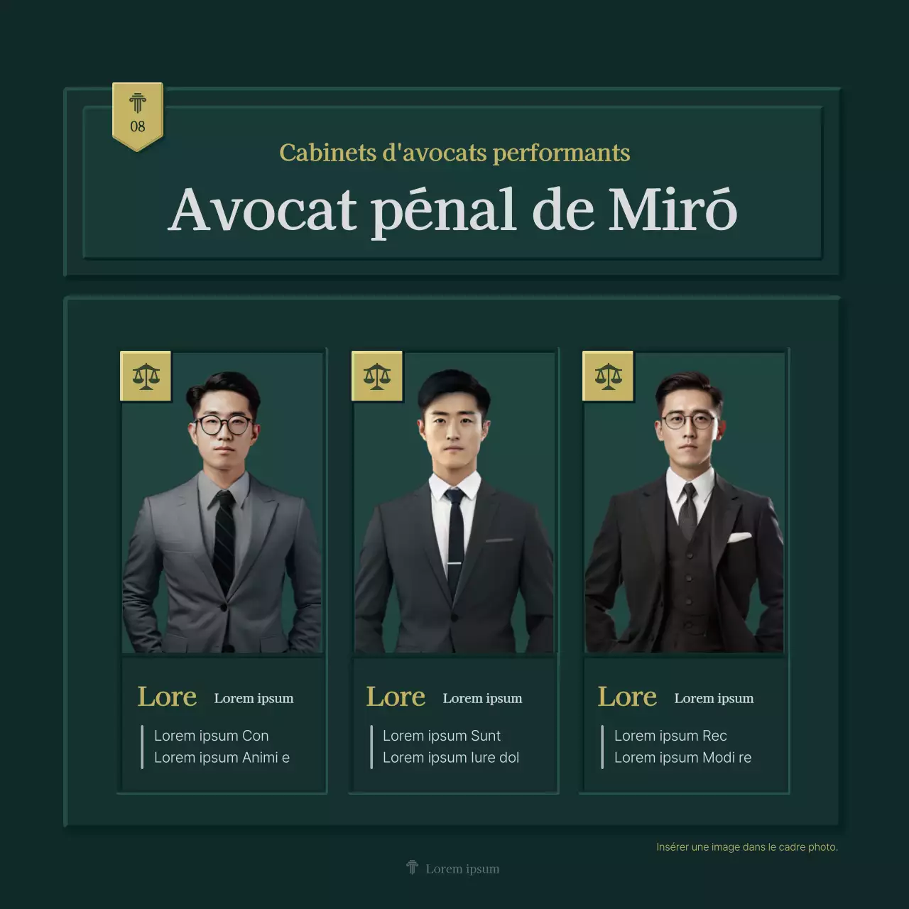 Profil simple d'un cabinet juridique en vert et jaune