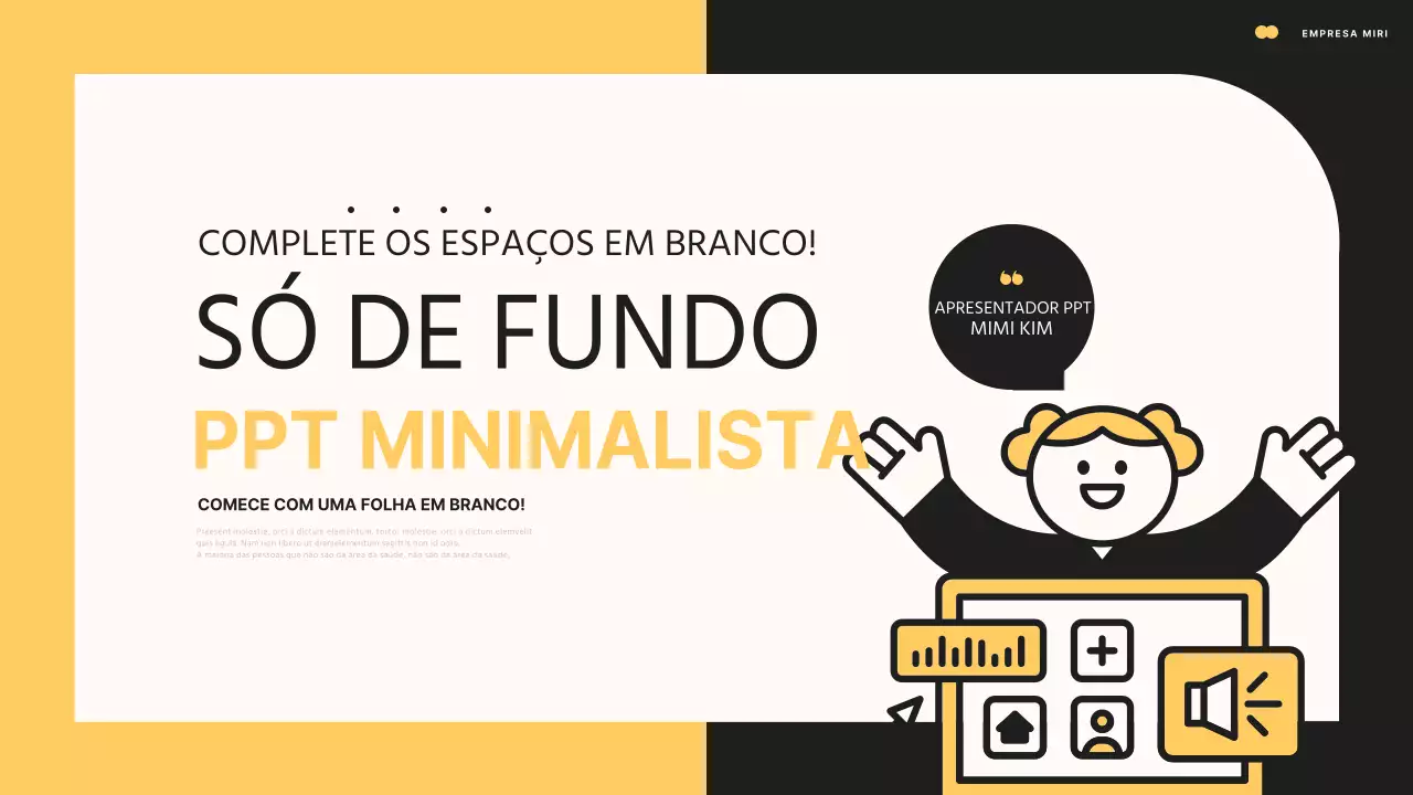 Apresentação minimalista em amarelo e preto