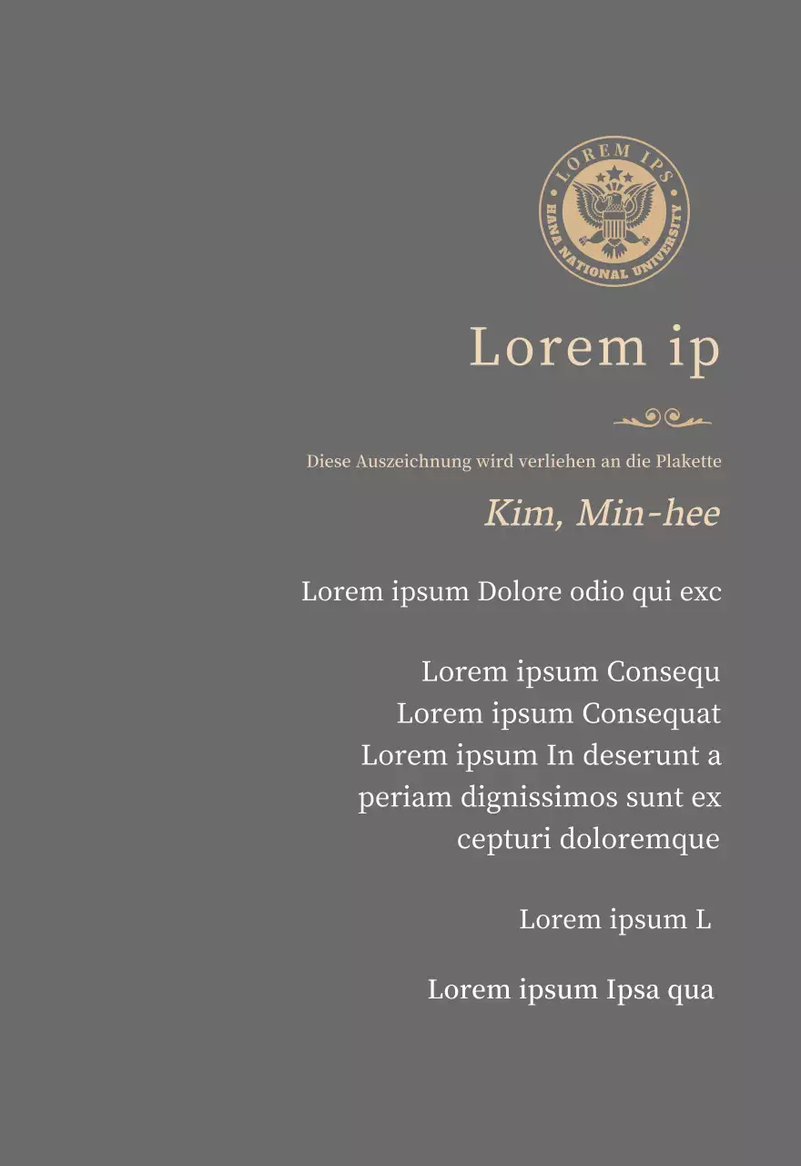 Luxuriöse Abschlussplakette mit Schullogo und Goldverzierung