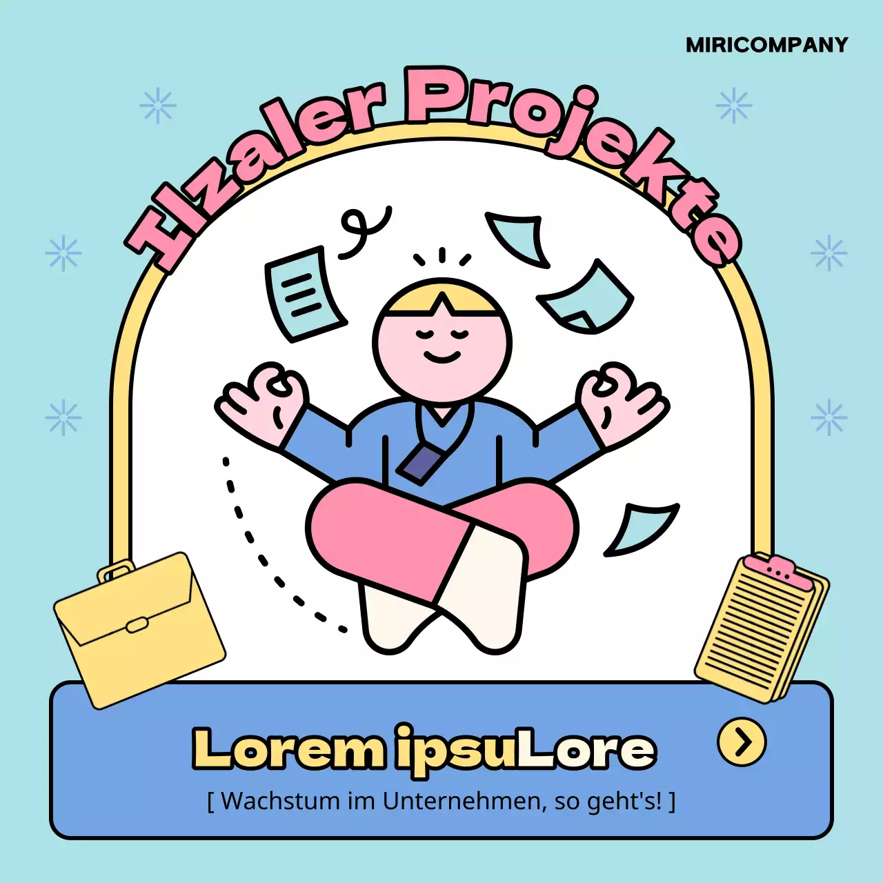 Ein Leitfaden für einfache Schulungsprogramme für Unternehmen in Hellblau und Gelb