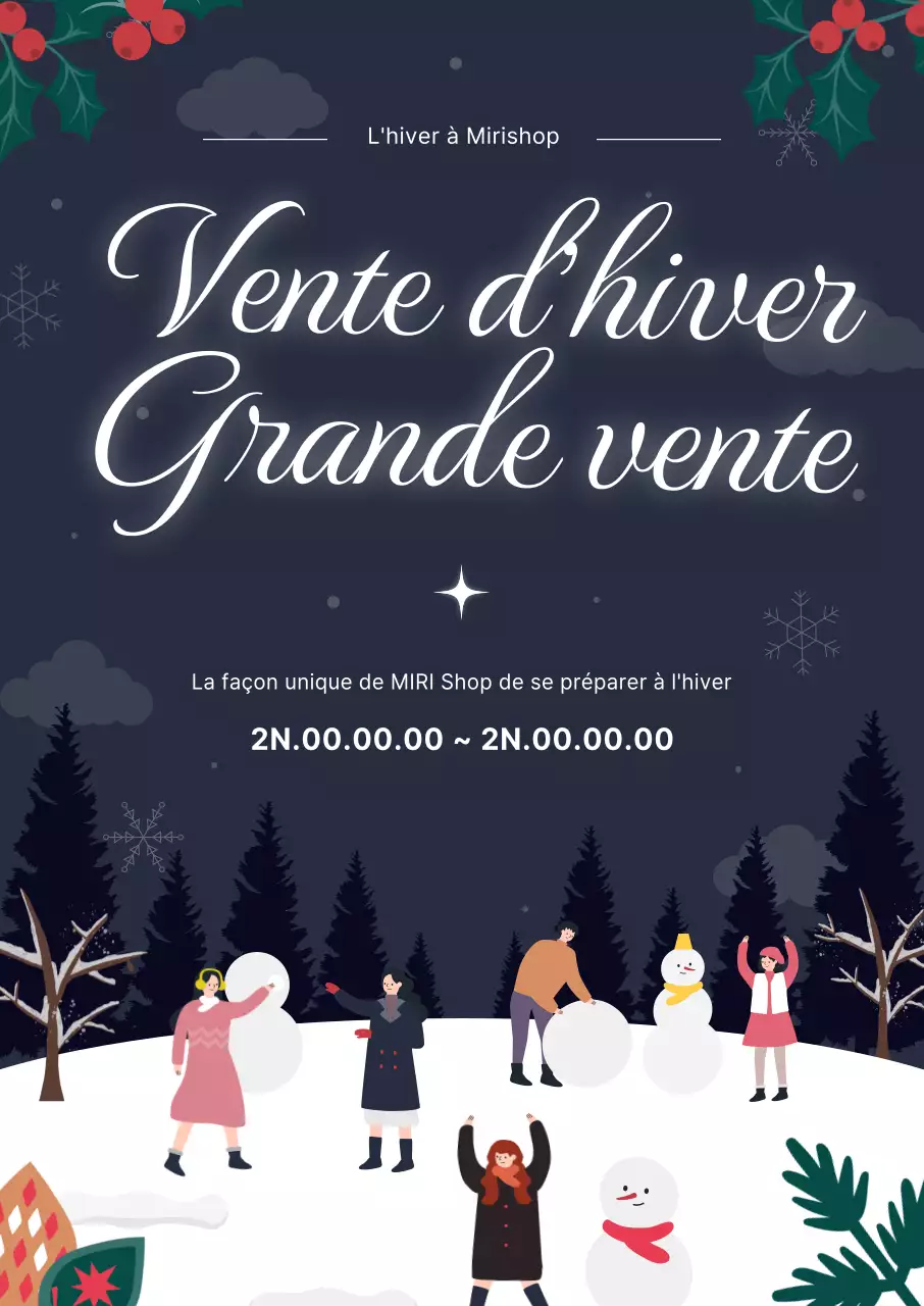Un guide des soldes d'hiver avec de jolies illustrations en marine et blanc