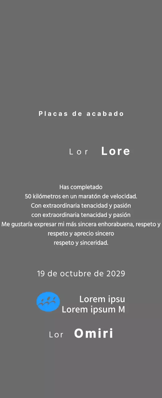 Placa de finisher concepto maratón con logotipo sencillo