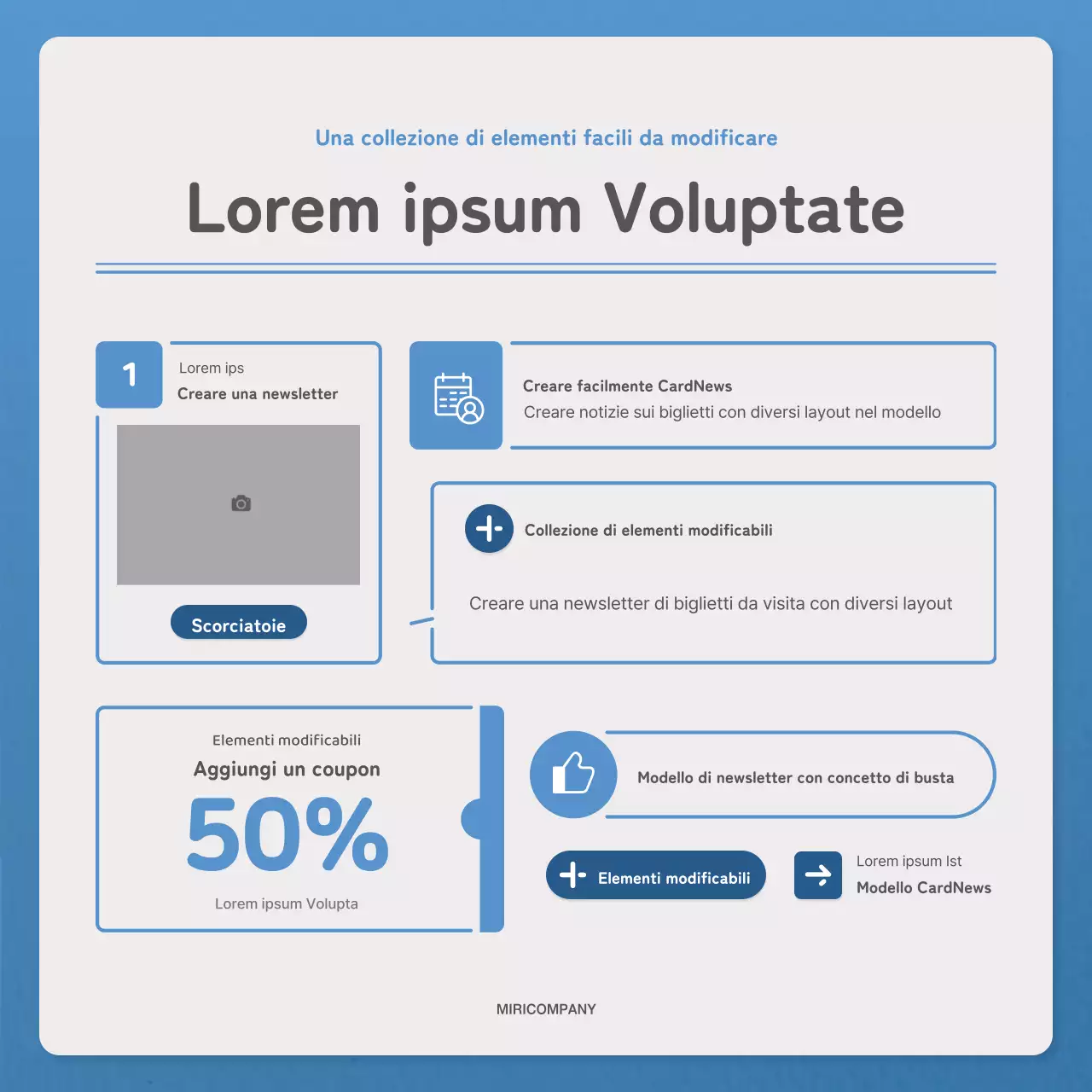 Una lettera semplice in blu e navy per la newsletter