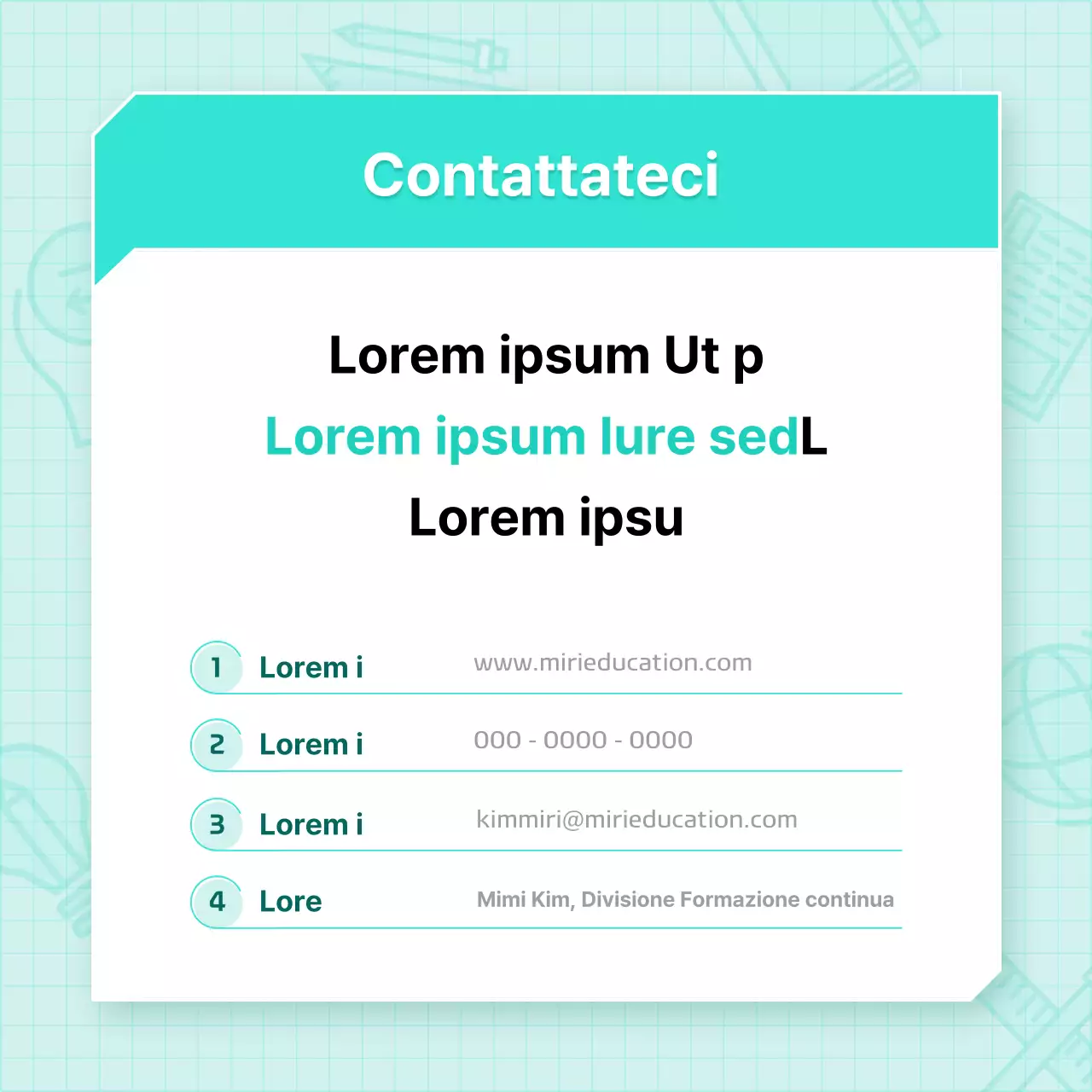 Annunci moderni di corsi di formazione permanente di base in bianco e menta