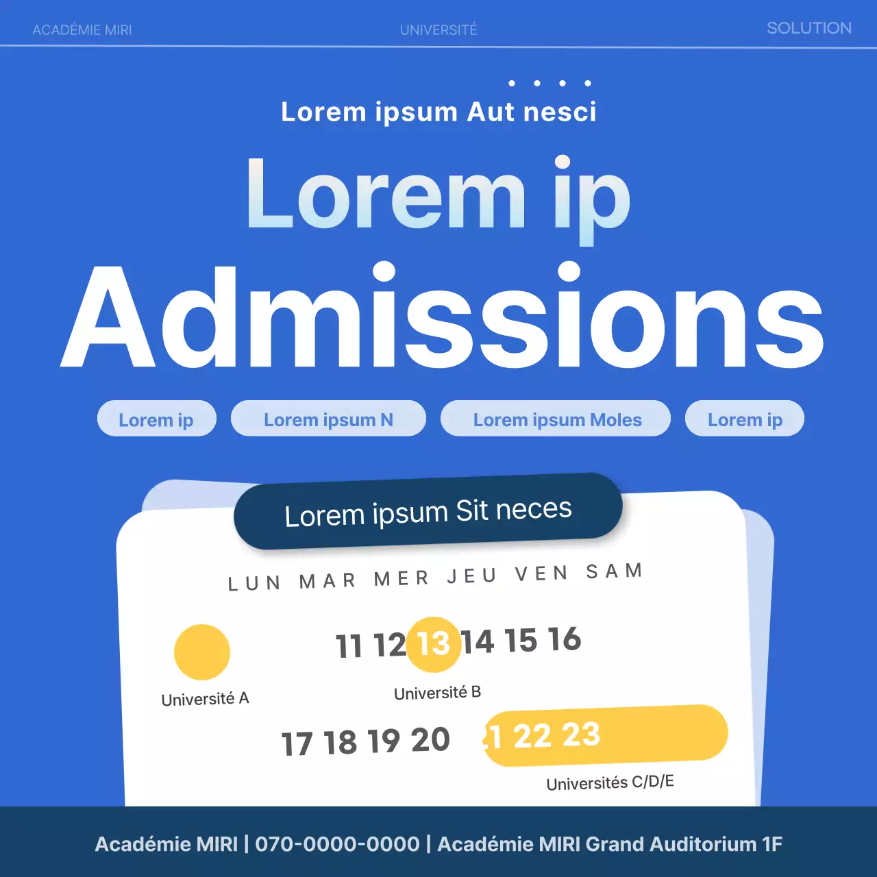 Une annonce simple, bleu marine, pour une foire d'entrée.