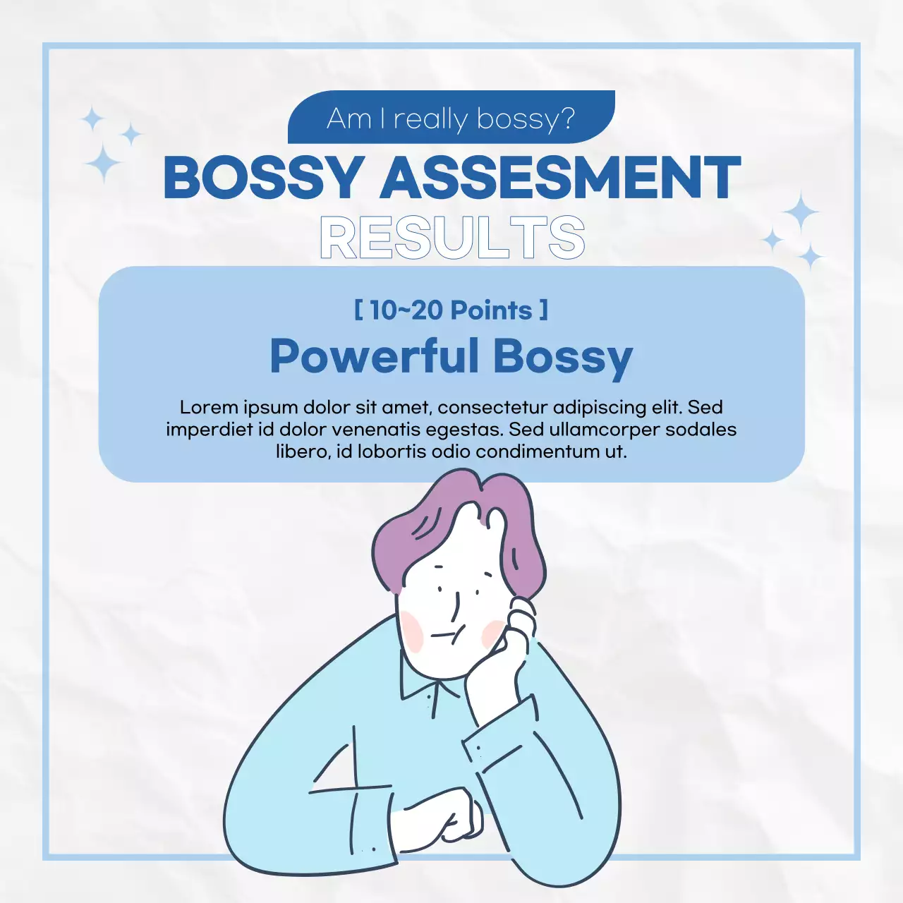 A kitschy blue and white goofy survey