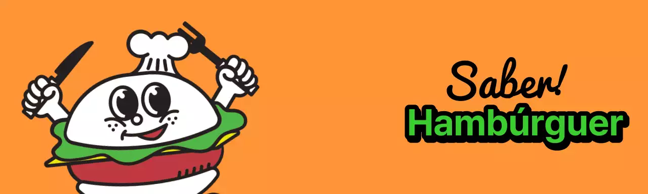 Mercadoria com a marca de hambúrguer artesanal laranja e verde da Heathertack
