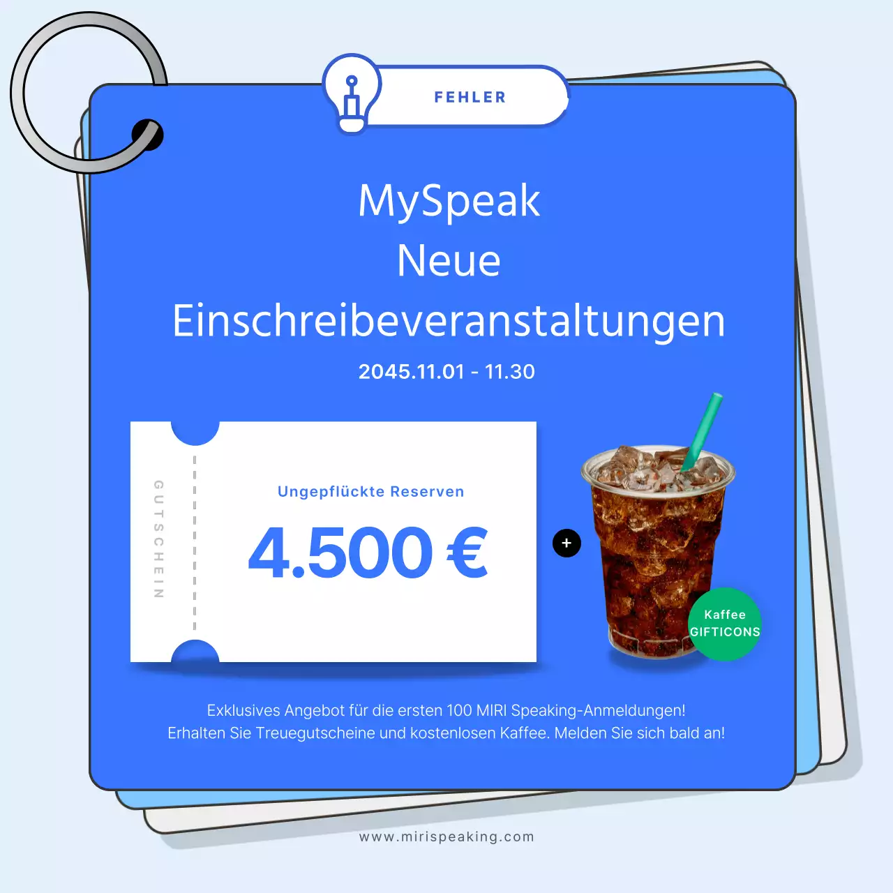 Förderung von Gesprächen in Geschäftsenglisch mit einem rosa und blauen Farbschema