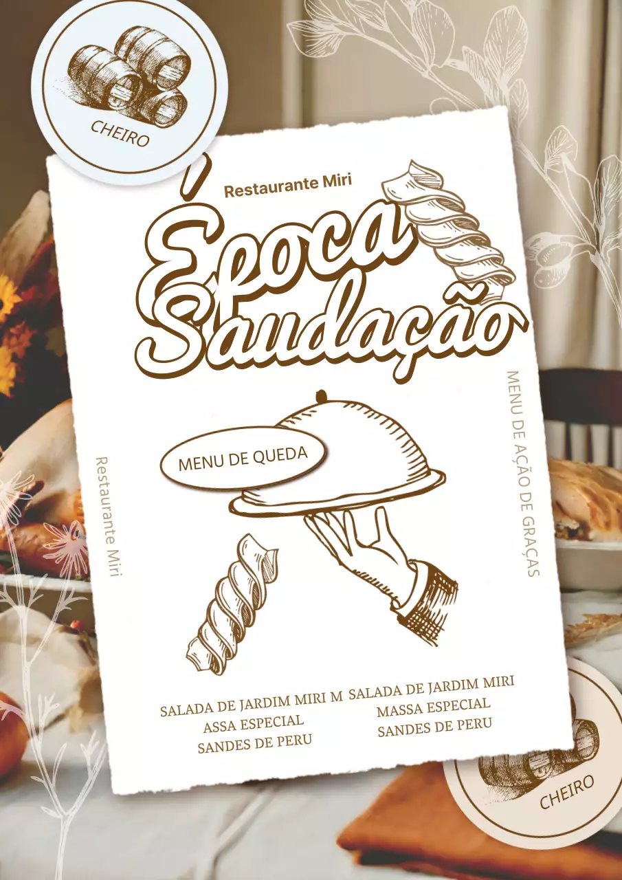 Restaurante vintage em bege e marfim para a estação do OutonoCorreio de saudação