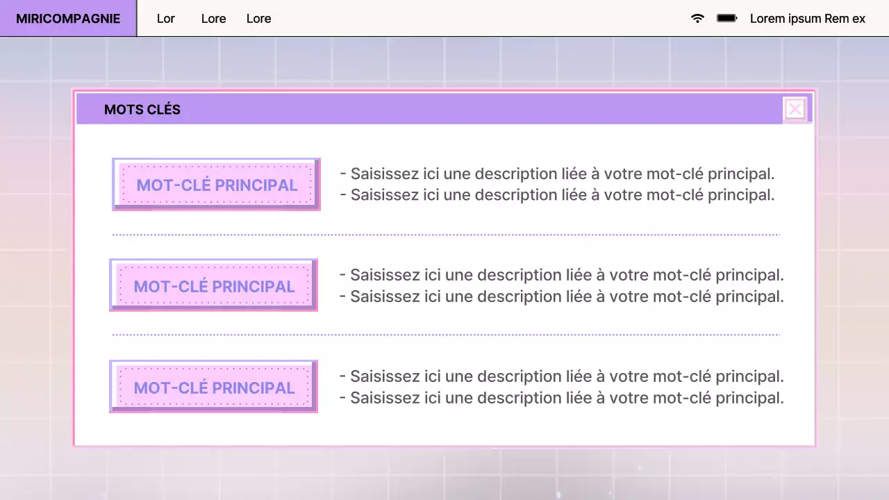 Rapport sur la conception d'un navigateur rétro en violet et rose