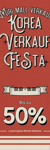 Korea Sale Festa Einkaufsrabatt-Veranstaltung mit orangefarbenem Hintergrund im Vintage-Stil und Retro-Schriftart