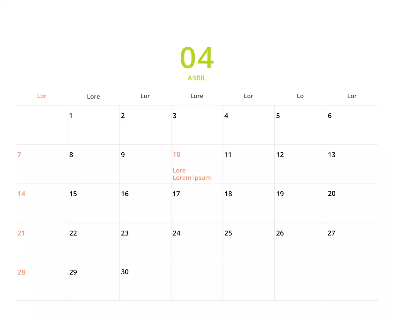 Bonito calendario de sobremesa ilustrado de temática familiar en color verde