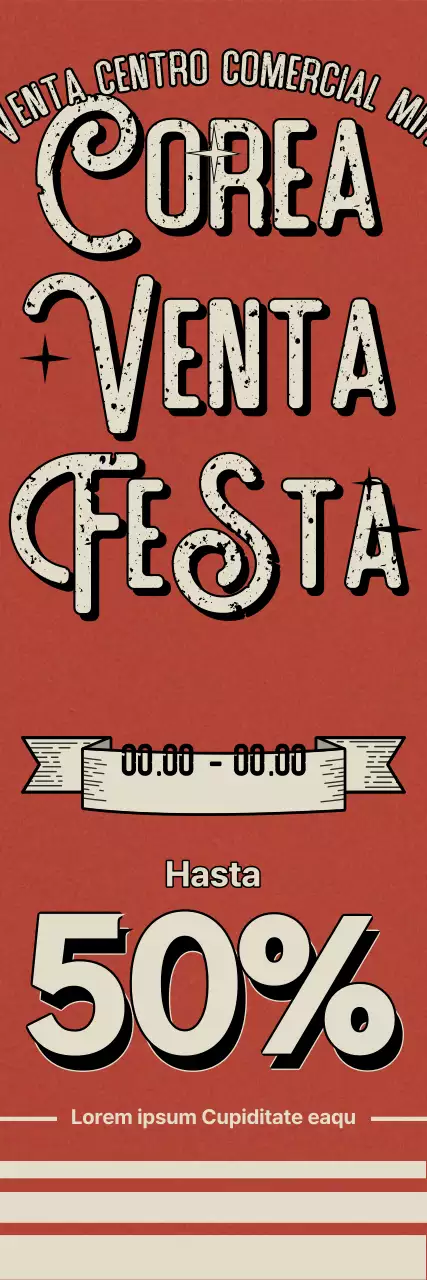 Evento de descuentos para compras Korea Sale Festa con fondo naranja de inspiración vintage y diseño de fuente retro