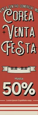 Evento de descuentos para compras Korea Sale Festa con fondo naranja de inspiración vintage y diseño de fuente retro