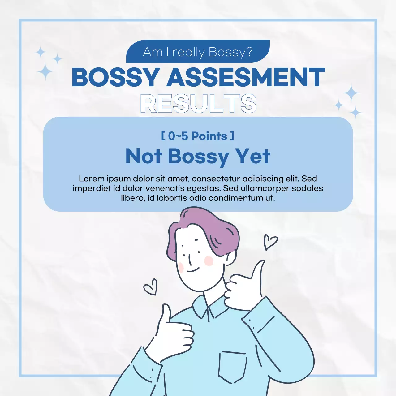 A kitschy blue and white goofy survey