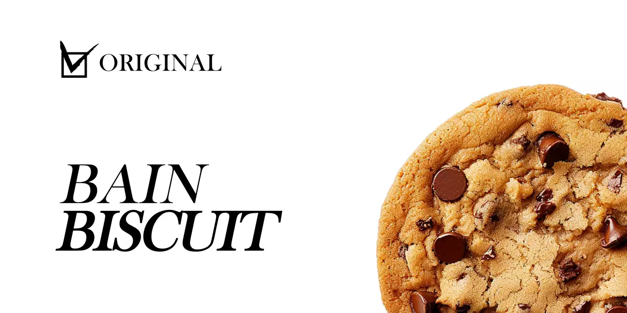 En-tête d'emballage avec l'image d'un biscuit sur fond blanc